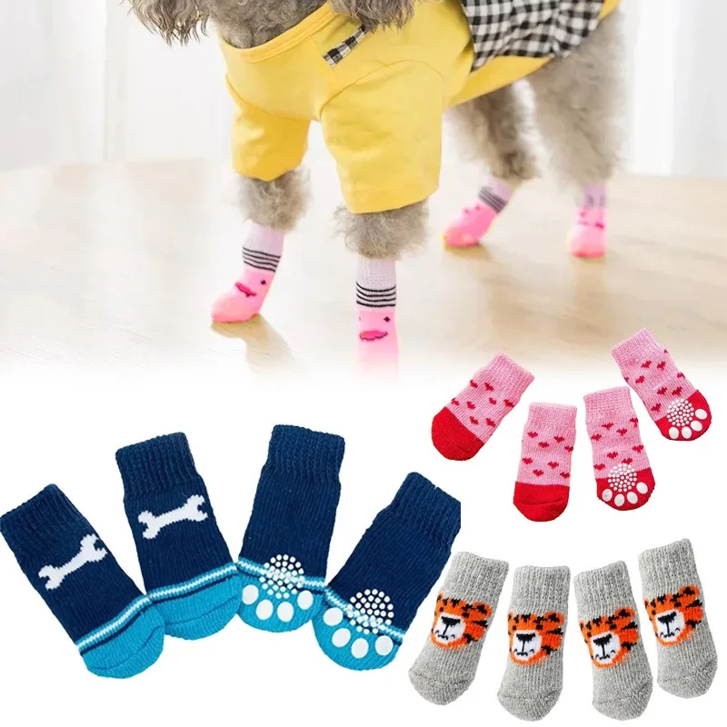 Dog Booties Paw Protector - 4 paires de chaussettes d'hiver pour